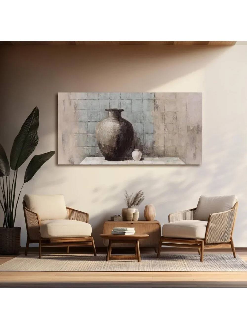 Vintage Abstract Still Life Canvas Art - Textured Framed Wall Decor 20